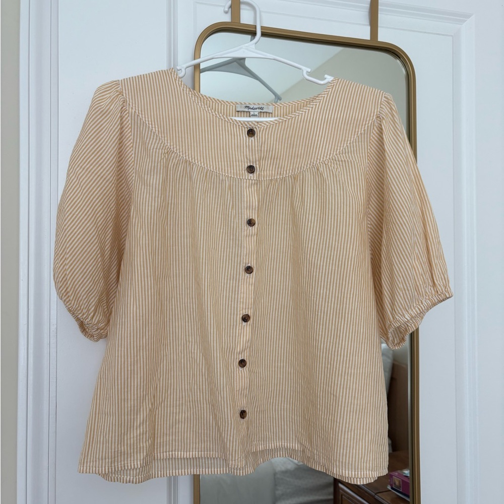 Madewell Yellow Striped Button-Up Blouse